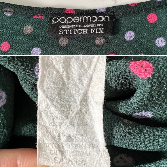 🏝️ Stitchfix • Papermoon Polka Dot Blouse in Green • S - Picture 4 of 4